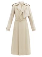 Matchesfashion.com Bottega Veneta - Asymmetric Leather-panelled Twill Trench Coat - Womens - Beige
