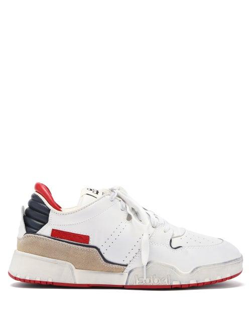 Matchesfashion.com Isabel Marant - Emree Aged-effect Leather Trainers - Womens - White Multi