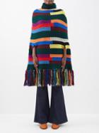 Pucci - Striped Wool Poncho - Womens - Multi