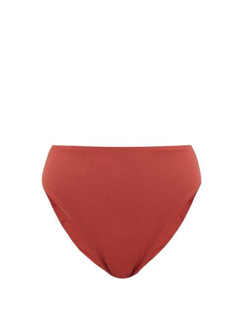 Matchesfashion.com Jade Swim - Incline Ribbed High-rise Bikini Briefs - Womens - Burgundy
