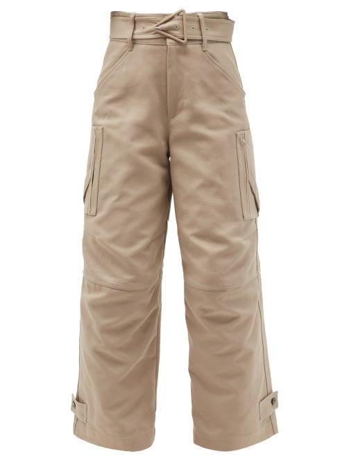 Matchesfashion.com Bottega Veneta - High-rise Belted Cotton-canvas Cargo Trousers - Womens - Beige