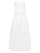 Matchesfashion.com Khaite - Ingrid Ruched Bandeau Puffball Cotton Dress - Womens - White
