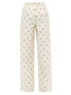 Matchesfashion.com Giuliva Heritage Collection - The Amanda Geometric Print Cotton Blend Trousers - Womens - Ivory Multi