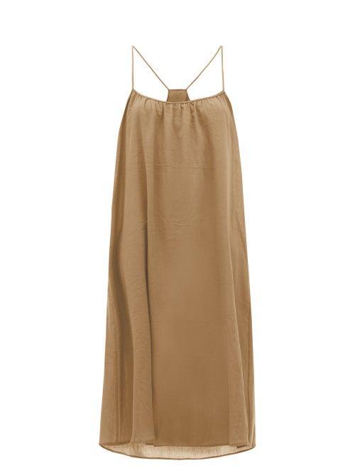 Matchesfashion.com Loup Charmant - Scoop Neck Cotton Poplin Slip Dress - Womens - Brown