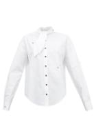 Matchesfashion.com Art School - Tie-neck Jewel-embellished Cotton Shirt - Womens - White
