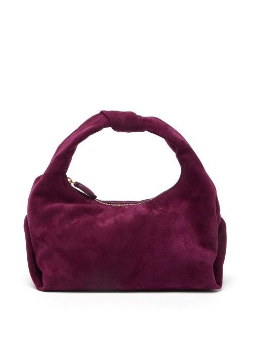 Khaite - Beatrice Small Knotted Suede Shoulder Bag - Womens - Burgundy