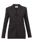 Matchesfashion.com Saint Laurent - Pinstriped Wool Blazer - Womens - Black White