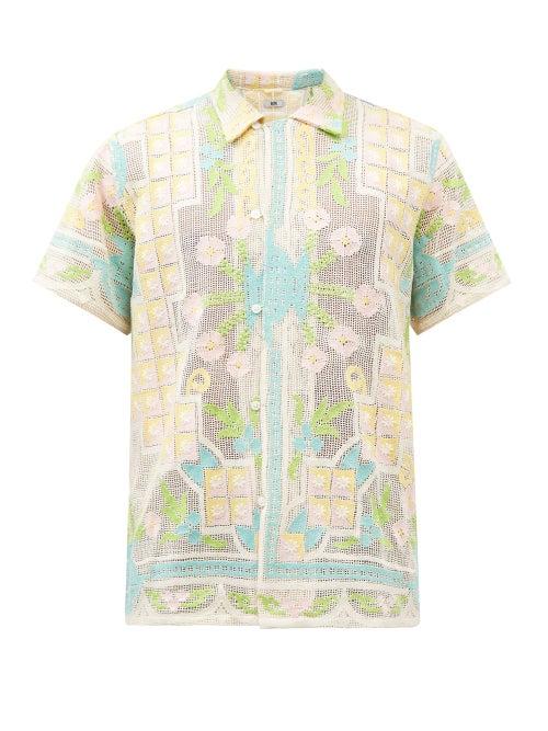 Bode - Garden Net Floral-embroidered Cotton Lace Shirt - Mens - Pink