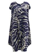 Pleats Please Issey Miyake - Leaf-print Technical-pleated Midi Dress - Womens - Blue Print