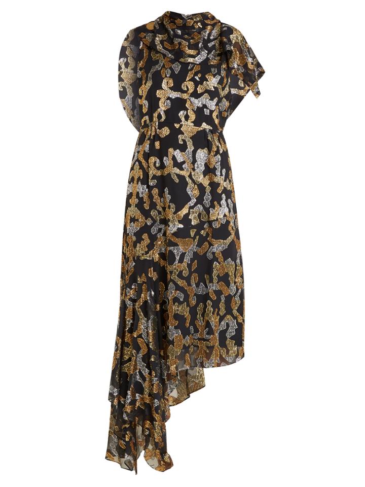 Peter Pilotto Abstract Fil-coup Draped Silk-blend Dress