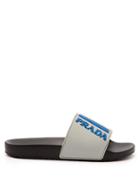 Matchesfashion.com Prada - Logo Embossed Rubber Slides - Mens - Grey