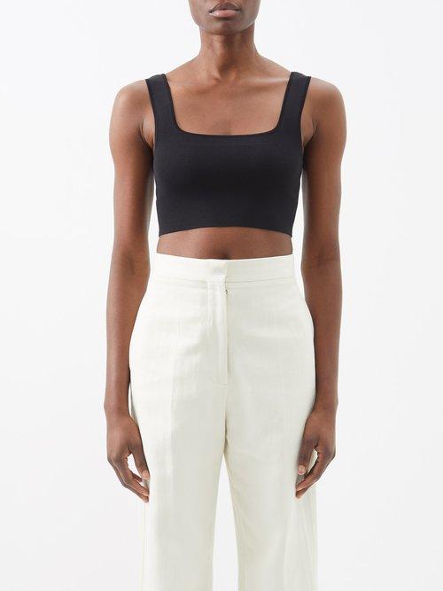 Matteau - The Nineties Square-neck Crop Top - Womens - Black