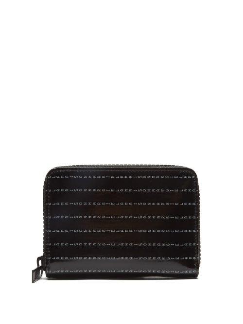 Matchesfashion.com Maison Margiela - Logo-print Zipped Pvc And Leather Wallet - Mens - Black