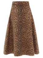 Ladies Rtw Valentino - Crepe Couture Animalier-print Wool-blend Skirt - Womens - Brown