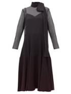Matchesfashion.com Valentino - Pussy Bow Silk Organza And Cady Dress - Womens - Black