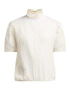 Matchesfashion.com Thierry Colson - Sabrina Lace Trimmed Cotton Blend Blouse - Womens - White
