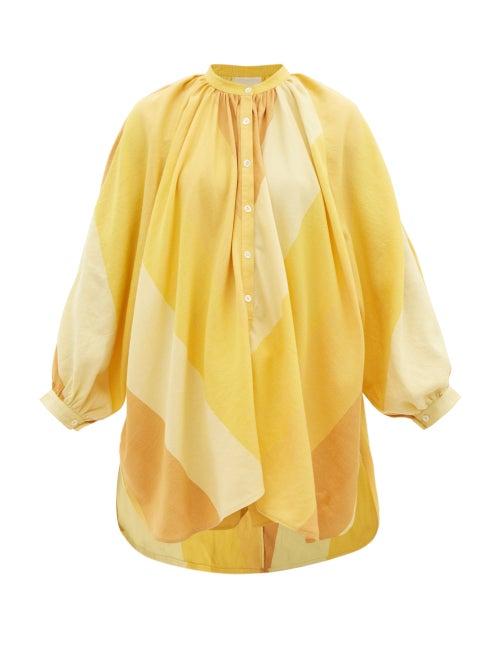 Ladies Beachwear Marrakshi Life - Striped Cotton-canvas Tunic - Womens - Yellow Stripe