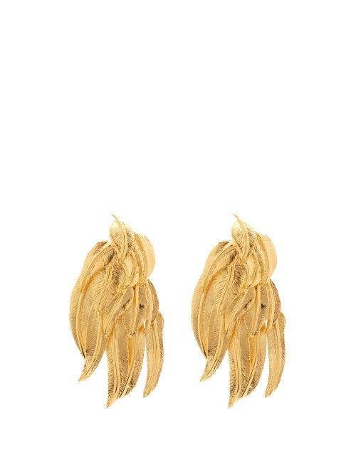 Matchesfashion.com Aurlie Bidermann - Wheat Sheaf 18kt Gold-plated Clip Earrings - Womens - Gold
