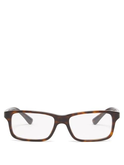 Matchesfashion.com Prada Eyewear - Rectangular Tortoiseshell Effect Acetate Glasses - Mens - Tortoiseshell