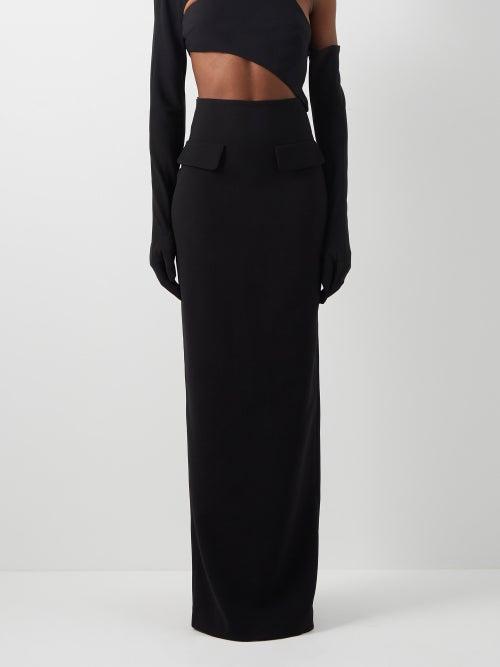 Monot - High-rise Crepe Maxi Skirt - Womens - Black