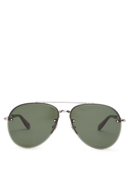 Matchesfashion.com Givenchy - Aviator Metal Sunglasses - Womens - Green