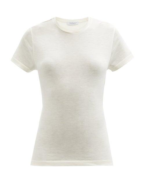 Ladies Rtw Gabriela Hearst - Marc Knotted-back Cashmere-jersey T-shirt - Womens - Ivory