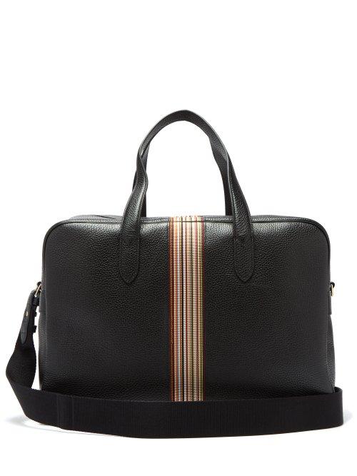 Matchesfashion.com Paul Smith - Signature Stripe Pebbled Leather Weekend Bag - Mens - Black