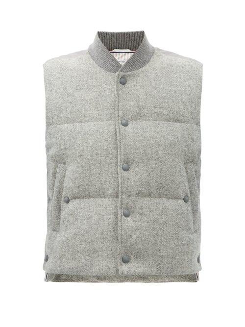 Matchesfashion.com Thom Browne - Panelled Down-filled Wool And Cotton Gilet - Mens - Grey