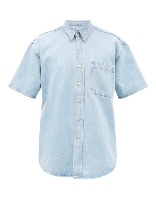 Matchesfashion.com Nanushka - Avery Short-sleeved Denim Shirt - Mens - Light Blue