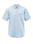 Matchesfashion.com Nanushka - Avery Short-sleeved Denim Shirt - Mens - Light Blue