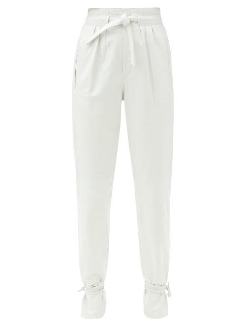 Matchesfashion.com Isabel Marant - Duardo Tied-ankle Leather Tapered Trousers - Womens - White