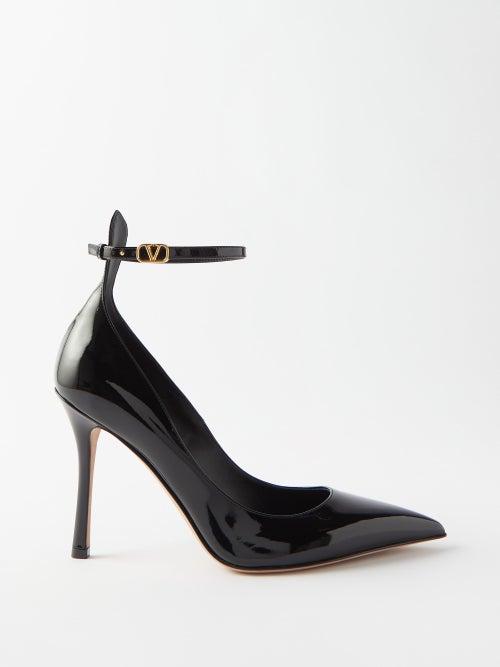 Valentino Garavani - Tan-go 100 Patent-leather Pumps - Womens - Black