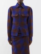 Lemaire - Checked Wool Shirt - Womens - Blue Multi