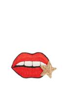 Huda Al Nuaimi Embroidered Lips Brooch