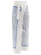 Matchesfashion.com Agua By Agua Bendita - Lavanda Floral-print Cotton-blend Sarong - Womens - White Multi