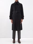 Auralee - Raglan-sleeve Belted Wool-blend Overcoat - Mens - Black