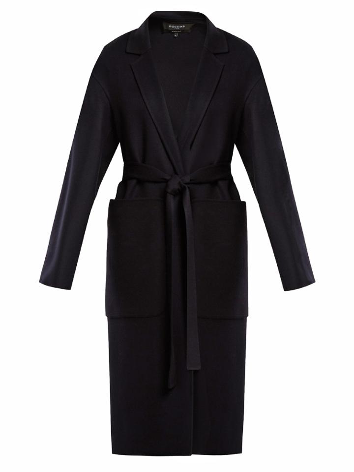 Rochas Dropped-shoulder Wool Belted Coat