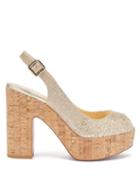 Matchesfashion.com Christian Louboutin - Dona Anna 120 Glittered Leather Platform Sandals - Womens - Gold