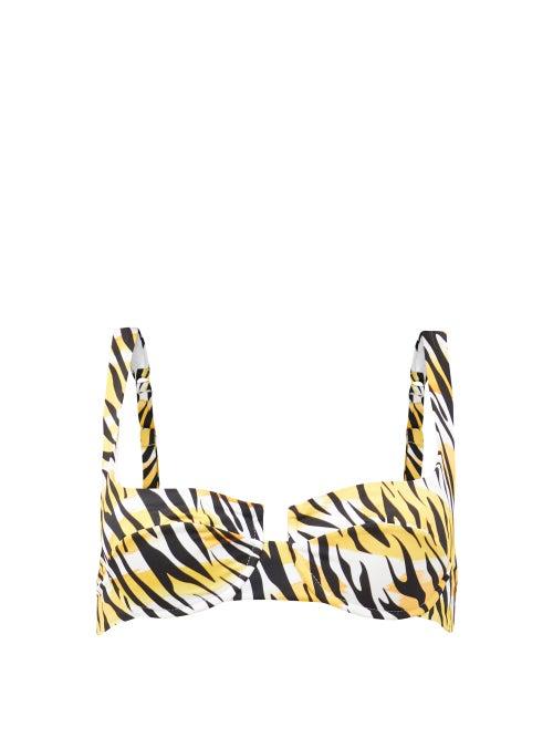 Matchesfashion.com Reina Olga - Brigitte Tiger-print Balconette Bikini Top - Womens - White Print