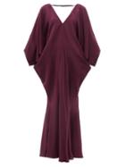 Matchesfashion.com Thea - The Epione V-neck Silk Maxi Kaftan Dress - Womens - Purple