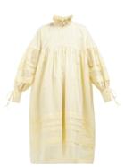 Matchesfashion.com Cecilie Bahnsen - Beate Striped Cotton Blend Georgette Dress - Womens - Yellow White