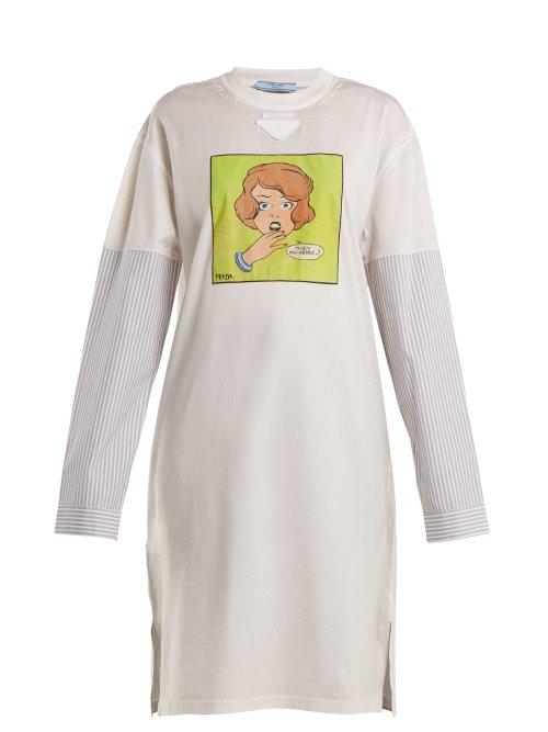 Matchesfashion.com Prada - Comic Print Cotton Top - Womens - Beige Print