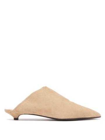 Matchesfashion.com Acne Studios - Brion Shearling Lined Suede Point Toe Mules - Womens - Beige