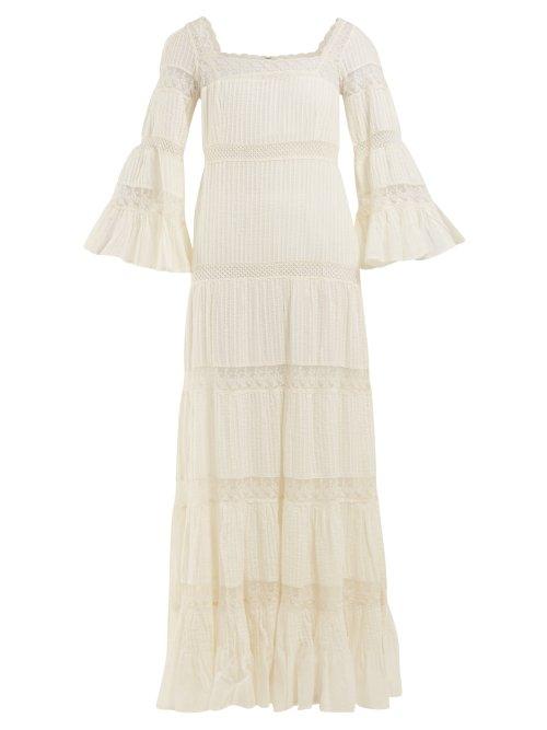 Matchesfashion.com Mes Demoiselles - Havilland Pintucked Cotton Maxi Dress - Womens - Cream
