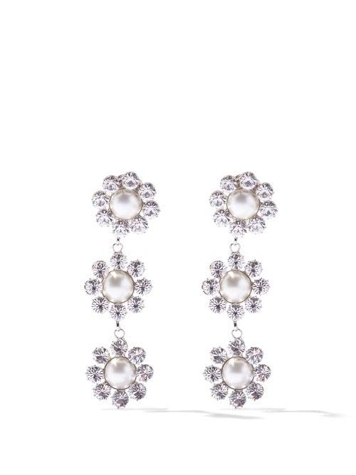Alessandra Rich - Crystal And Faux-pearl Drop Earrings - Womens - Crystal