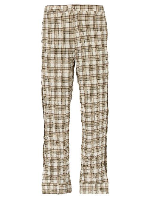 Matchesfashion.com Bianca Saunders - Checked Cotton Blend Seersucker Trousers - Mens - Beige