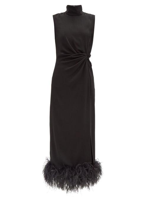 Matchesfashion.com 16 Arlington - Maika Feather-trimmed Crepe Dress - Womens - Black