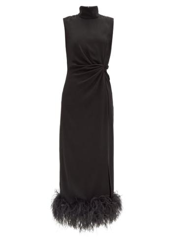 Matchesfashion.com 16 Arlington - Maika Feather-trimmed Crepe Dress - Womens - Black