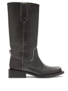 Matchesfashion.com Ganni - Mc Distressed Leather Western Boots - Womens - Black
