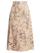 Bottega Veneta Flora-print A-line Silk Skirt